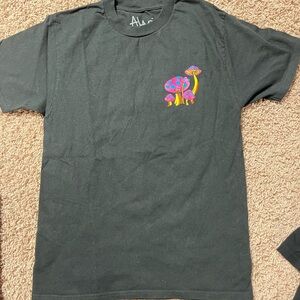 Black T-Shirt with Colorful Mushroom Magic Design unisex wizard.